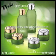 round frost 50g glass jar for face cream with aluminum cap , glass cosmetic jar in stock, personal care glass face care jar
